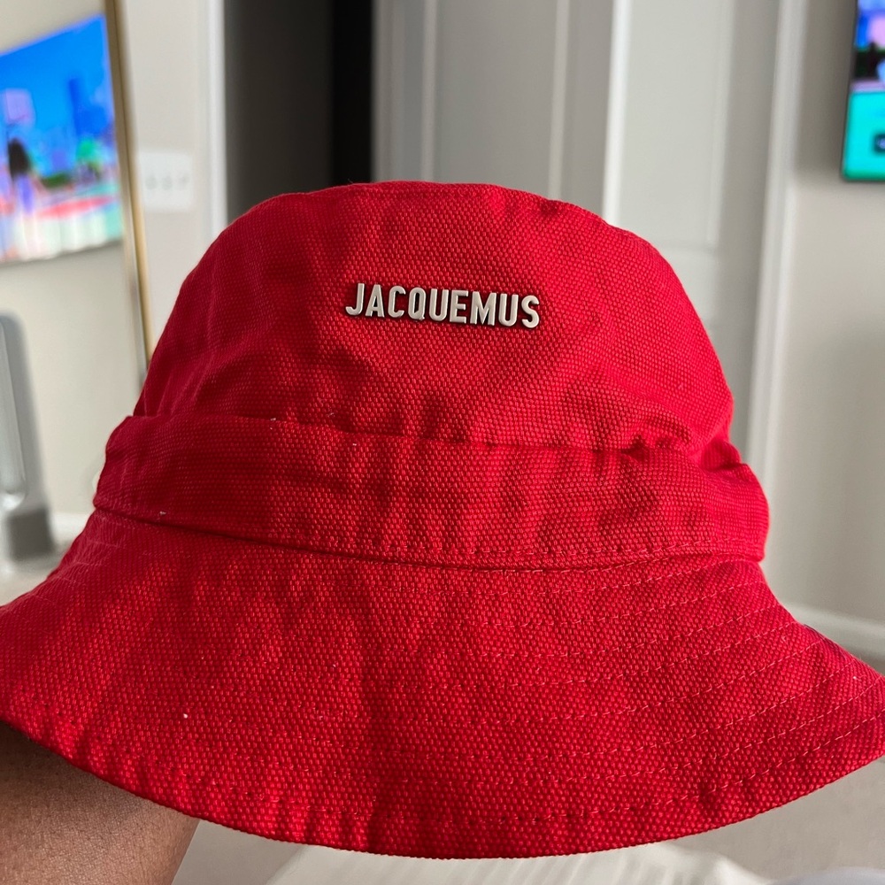 Red Jacquemus Logo Plaque Bucket Hat (58CM)